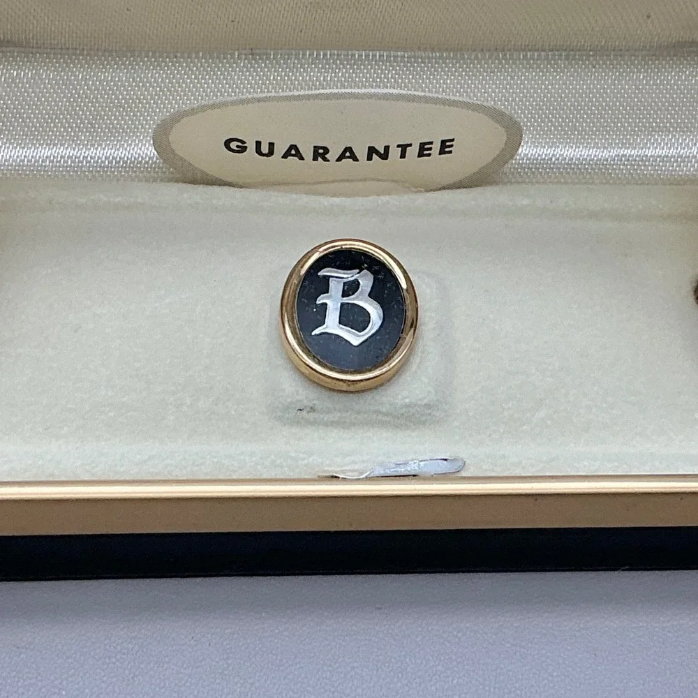 Swank Cufflinks Mens Gold Tone Initial B Monogram Square Vintage Set 0.75 In